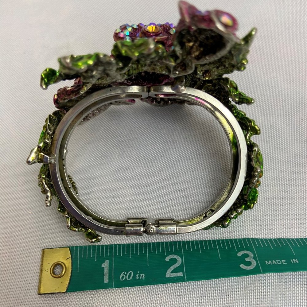 Purple Rhinestone Rose statement cuff bracelet - Picture 6 of 6